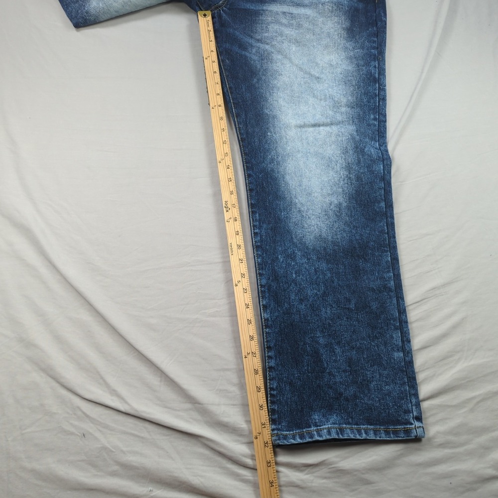 Southpole‎ Jeans Mens 46 Blue Baggy Skater Wide Leg Streetwear Faded Acid Wash - Picture 4 of 16